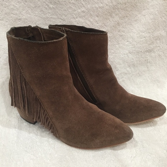 Seychelles Suede Western Ankle Booties with Fringe Size 7 Brown EUC - Picture 2 of 12